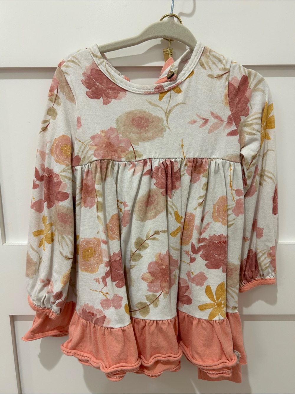 Burt’s Bees babGirls' Floral Long-Sleeve Tunic Top - Pink/Cream